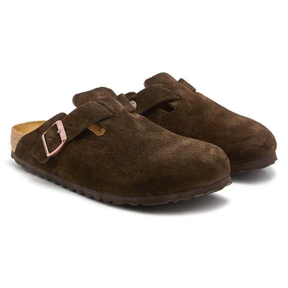 Birkenstock Women's Boston Soft Footbed Clog in Mocha Suede - Picture 1 of 11